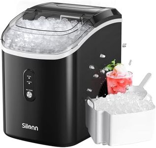 Nugget Ice Maker Countertop, Silonn Chewable Pellet Ice Machine with Self-Cleanin Function, 33lbs/24H Portable Ice Makers for Home Kitchen Officce, Black