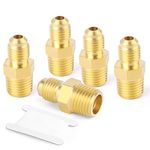 GASHER 5PCS Metals Brass Tube Fitting, Half-Union, 1/4 Inch Flare x 1/4 Inch Male Pipe