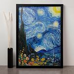 SoulAbiti Art prints Van Gogh, the Starry Night Digital remix Illustration Art painting for Living room I Bedroom (12-inch X 18-inch, Framed)