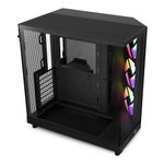 NZXT H6 Flow RGB Mid-Tower Airflow Case with 3 RGB Fans, Panoramic Glass Panels, Cable Management - Black