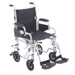 Drive Medical TR18 Poly-Fly High Strength, Lightweight Wheelchair/Flyweight Transport Chair Combo, Silver