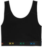 TomboyX Compression Bra, Chest Binder Alternative, Wireless Full Coverage Medium Support Top, Athletic Sports Bra, (XS-6X), Black X= Rainbow, XX-Large