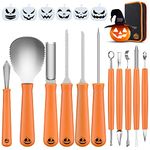 Ninonly 17Pcs Pumpkin Carving Kit, Professional Stainless Steel Pumpkin Knives Tools Pumpkin Knife Carver Pumpkin Sculpting Set for Adults Kids Halloween Party Decorating Jack-O-Lanterns