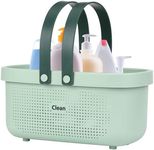 LAIGOO Green Shower Caddy Basket Plastic Storage Basket with Handles Storage Bins Shower Storage Organizer for Bathroom, College Dorm, Kitchen, Bedroom, Gym