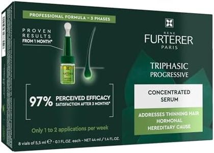 Rene Furterer Triphasic Progressive Concentrated Serum for Hereditary, Hormonal Thinning Hair - Drug-Free - Receding Hairline - Leave-In - Sulfate, Paraben, Silicone-Free - 8 ct., 30-Day Supply