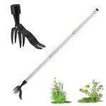 MYLEUS 39.3 inch Weed Puller Tool, Stand Up Weed Puller, Heavy Duty Long Handle Garden Weeding Tool,4 Claw Steel Head Designwith,without Bending Pulling or Kneeling