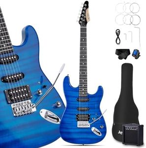 Leo Jaymz 39 Inch Full Size Electric Guitar Kit Electric Guitar Beginner Kits - 20W Amplifier，Digital Tuner，Carring Bag，Shoulder Strap,Connecting Cable