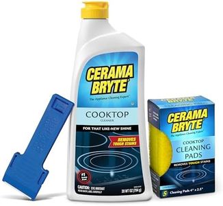 Cerama Bryte Ceramic Cooktop Cleaner (28 oz) Scraper and 5 Cleaning Pads Combo Kit