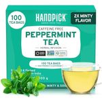 HANDPICK, Peppermint Tea Bags (100 Herbal Tea Bags) Caffeine Free, Non-GMO - Minty, Fresh & Cool flavor | Premium Round Eco Conscious Tea Bags