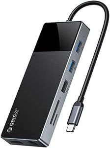 USB C Laptop Docking Station, ORICO 12 in 1 Triple Display Multiport Adapter with PD 100W，Dual HDMI, 4K@60Hz DP,USB-A3.1×2，USB-A2.0×2，RJ45，SD/TF×1, Audio×1 Compatible for Dell/Surface/Lenovo Laptops