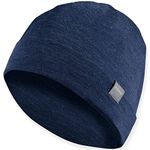 MERIWOOL Unisex Merino Wool Cuff Beanie Winter Hat for Men and Women, Denim Blue, One Size