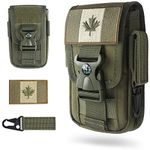 WYNEX Tactical Molle Phone Pouch with Compass Buckle, Tactical Phone Holster Molle Cell Phone Pouch Universal Belt Waist Bag for IP 13/12/11 Max /S21 with Canada Patch & Paracord Keyring Clip