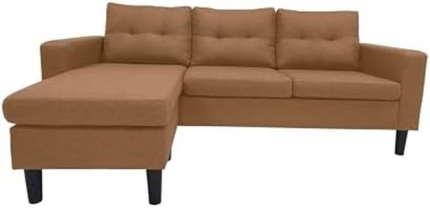 MUEBLIX.COM - Sofa 3 Plazas Chaiselongue Duruelo, Chaiselonge Intercambiable, Asientos y Respaldo Acolchados, Sofa con Estructura de Madera y Aglomerado, Sofas de Salón Modernos, Color Marrón
