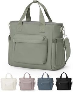 Insulated Lunch Bag Women Large Lunch Tote Bag with Shoulder Strap Adult Lunch Box Fit and Fresh Lunch Bags for Women Men Lunch Boxes for Work Foldable Grey Green Lunch Bag with Water Bottle Holder