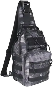 Qcute Tactical Backpack, Waterproof Military Cross-body Molle Sling Shoulder Backpack Chest Bag for Outdoor Every Day Carry (Pythons Grain Black)