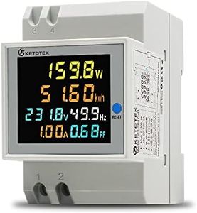 KETOTEK Single Phase Energy Meter Din Rail Electricity Usage Monitor AC 40-300V 100A Voltmeter Ammeter Watt Kwh Frequency Power Meter Built-in CT 110V