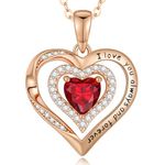 Lomantise Rose Gold Heart Birthstone Necklaces for Women S925 Sterling Silver Fine Jewelry Pendant Necklace Anniversary Birthday Gift for Mom Grandma Girlfriend