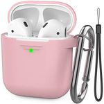 AhaStyle Upgrade AirPods Case Protective Cover Skin [Front LED Visible] Silicone Compatible with Apple AirPods 2 & 1(Pink)