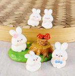 SATYAM KRAFT 1 Set Rabbits Miniature Little Bunny Ornaments Figurines for Unique Gift, Home Decor, Rakshabandhan, Bedroom, Living Room, Office, Restaurant, Table Top Decoration and Kids (Multicolor)