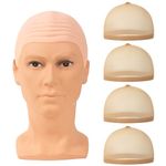 Bald Cap, Funny Hats, 4 Pcs Wig Caps for Women, Thick Rubber Cap, Funny Hats for Cosplay Costume Adult