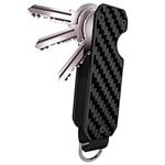 Metallic Key Organizer - Aluminum Carbon Fiber Key Organizer holder, Minimalist Innovative Keychain, Secures 2-5 Keys