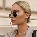 Bramian Twist Sunglasses Chain Simple Sunglasses Glasses Chain Glasses Accessories Decor for Woman and Girls (Gold), One Size