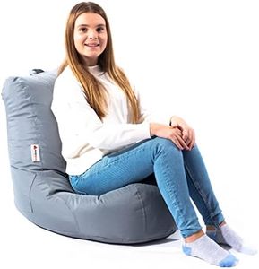Bean Bag Chair Seat Indoor Or Outdoor Garden Beanbag Kids Gaming Recliner Cushion With Filling Included (Grey)