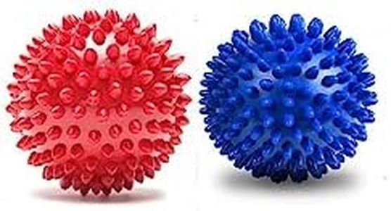 Pack of 2 Spiky Hard Massage Balls for Myofascial Release, Trigger Point Therapy, Muscle Knots, and Yoga Therapy (9CM Blue and Red)