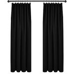 Deconovo Pencil Pleat Blackout Curtains Bedroom, Thermal Insulated Energy Saving Tape Top Curtains 84 Inch Drop, Super Soft Black Out Curtains, 66 x 84 Inch, Black, Two Panels