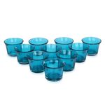 Mahganya Set of 6 Votive Glass Tealight Candle Holders - Christmas Decorations Items for Home D�cor Living Room Bedroom Dining Table (Red) - Christmas and Diwali Gifts Multi Color (Blue)