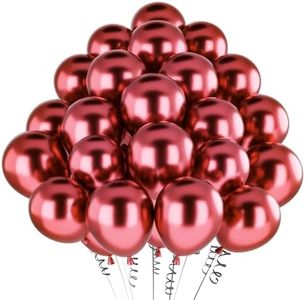 hpnparty Ballon rouge 50 Pièces - 12" 30 cm -Latex Naturel - Mat Ballon rouge | Ballon Gonflable Hélium | Décoration pour Anniversaire, Baptême, Fete