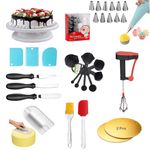 BlizzCart Cake Decoration Kit with 360-Degree Rotating Turntable Table,12 Piece Cake Decorating Nozzle,Plastic Hand Mixer,Scraper Set, Silicone Spatulaa,Smoother,Rose Cutter,Knif (Combo 11)