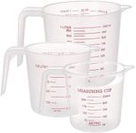 Firtink 3 Pcs Plastic Measuring Jug Baker Set, 250ML/500ML/1000ML, Plastic Measuring Cup with Handle, BPA-Free Measuring Jug for Baker Kitchen, Clear&Easy to Read Measurements - No Dishwasher