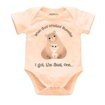 KNITROOT Mom Family Special Onesies, Unisex Baby Kids Cotton Lycra Envelope Neck Half Sleeve Peach Romper, Bodysuit, Sleepsuit, When God Created Mommies I Got The Best One, 9-12 Months for Boys & Girl