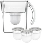 Clearly Filtered Water Filter Pitcher + Three Replacement Filters, Water Filtration System Removes Chlorine, Lead, Mercury, Chromium 6, Fluoride, Arsenic