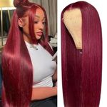 13x4 Straight Lace Front Wigs Human Hair Pre Plucked 99j Burgundy Lace Front Wigs Human Hair Glueless Wine Red Wig Red Lace Front Wigs Human Hair Wigs for Women with Baby Hair 180 Density 14 Inch