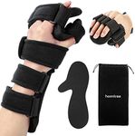 HOOMTREE Right&Left Resting Hand Splint Stroke Resting Hand Splint with Finger Separator Functional Immobilizer Wrist Finger Support Brace for Pain Relief,Sprain Fracture,Tendonitis (Left,Black)