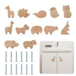 cimsfcor Wooden Animal Cabinet Knobs, Decorative Wood Dresser Knobs, Cute Cartoon Animal Drawer Knobs with M4 x 30mm Screws for Cabinets Closet Drawer Furniture (12 pcs)