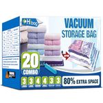 Vacuum Storage Bags, Space Saver Vacuum Seal Storage Bags 20-Pack Sealer Bags for Clothes, Clothing, Bedding, Comforter, Blanket (20C)