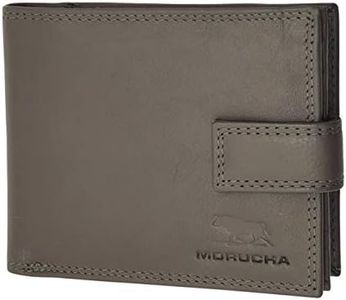 MORUCHA Mens RFID Blocking Wallets Real Leather Passcase Wallet with A Large Zip Around Coin Pocket M70 (Grey), Grey, 12cm (Length) x 9.5cm (Height) x 2.2cm (Width), Traditional