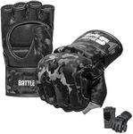 Stealth Sports MMA Gloves Men Women 12mm Thick - PU Leather Grappling Gloves Open Palm Muay Thai Kickboxing Sparring Punching Bag Boxing Training Cage Fighting Martial Arts Mitts (Camo, M)