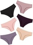 DEANGELMON Women Seamless Underwear Hipster Microfiber Panties No Show Invisible Comfortable Pack, Pink Bubble-6 Pack, X-Small