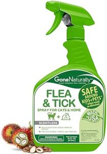 GoneNaturally Flea and Tick Spray for Cats & Home– Natural Flea and Tick Prevention for Cats– Bed Bug & Multi-Insect Killer– Scentless Plant-Based Formula Kills on Contact (16 oz)