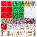 Goldwise Christmas Friendship Bracelet Kit-Christmas Beads and Black Letter Beads (A-Z) for Jewelry Making, Varieties of Charms for Bracelets，DIY Christmas Crafts for Gifts