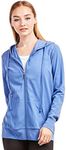 Sofra Women's Thin Cotton Zip Up Hoodie Jacket (M, Blue)