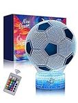 Nice Dream Soccer Night Light for Kids, 3D Illusion Night Lamp, 16 Colors Changing with Remote Control, Room Decor, Gifts for Children Boys Girls