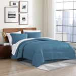 Cathay Home Basic Bedding Home Essential Ultra Soft All Season 8PC Wrinkle Resistant Microfiber Bed in a Bag Set (Includes Complete Sheet Set, Comforter Set & Bedskirt) - Full, Blue