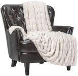 Chanasya Ruched Faux Fur Throw Blan