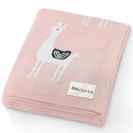 Bleu La La Knit Baby Swaddle Blanket - 100% Cotton Soft Cozy Receiving Swaddle Crib Stroller Blanket for Shower Gift Registry for Newborns, Infants, Toddlers (Llama - Pink)