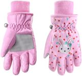 Azarxis Kid Snow Ski Winter Gloves Children Waterproof Cold Weather Warm Mittens (Pink, S (4-6 Years Old))